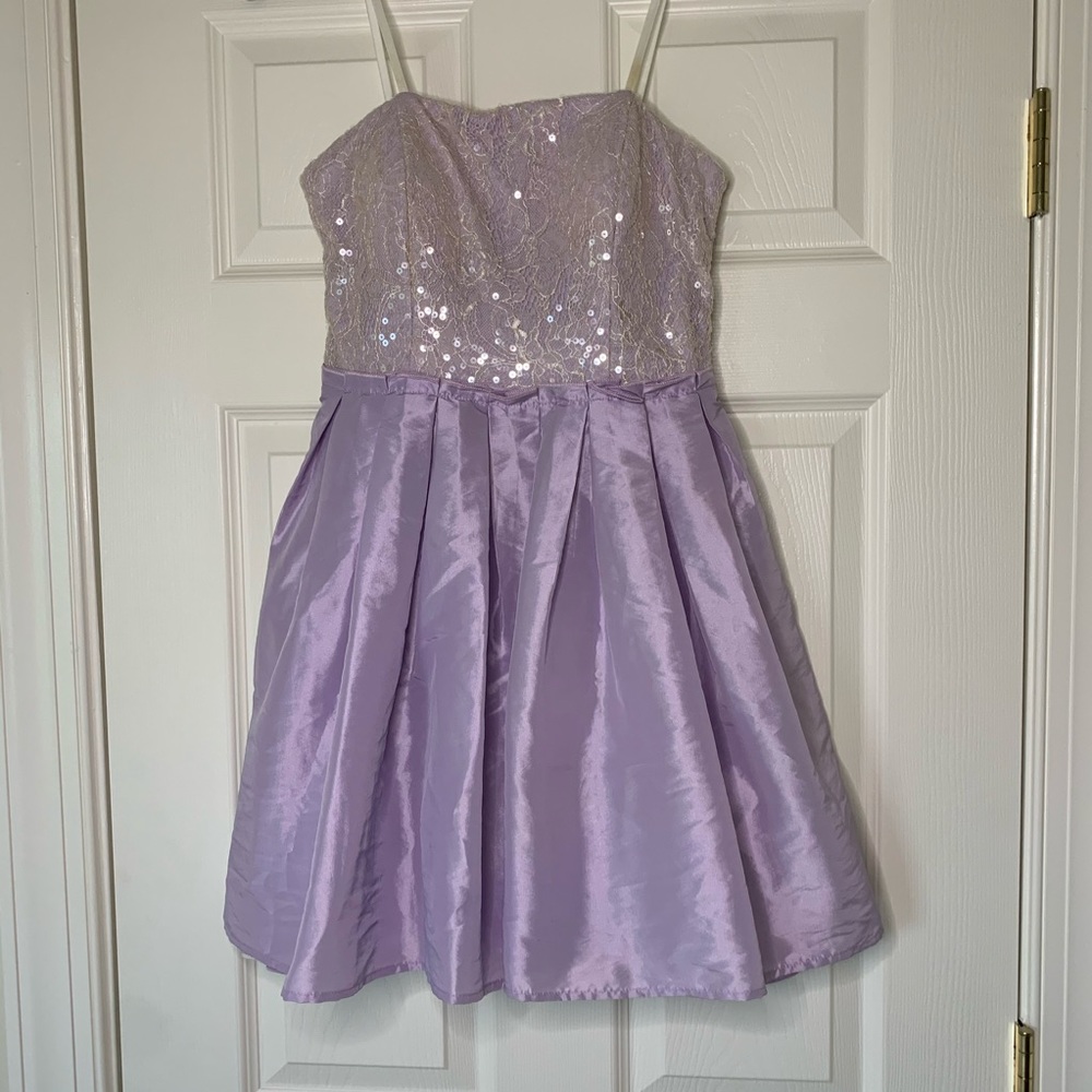 purple strapless dress
